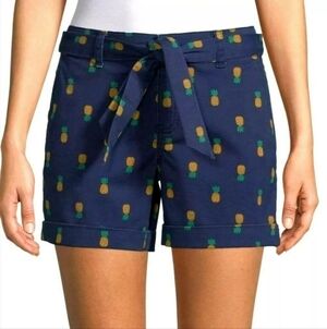 St John's Bay Shorts Blue Pineapple Design Size 10 NWT
